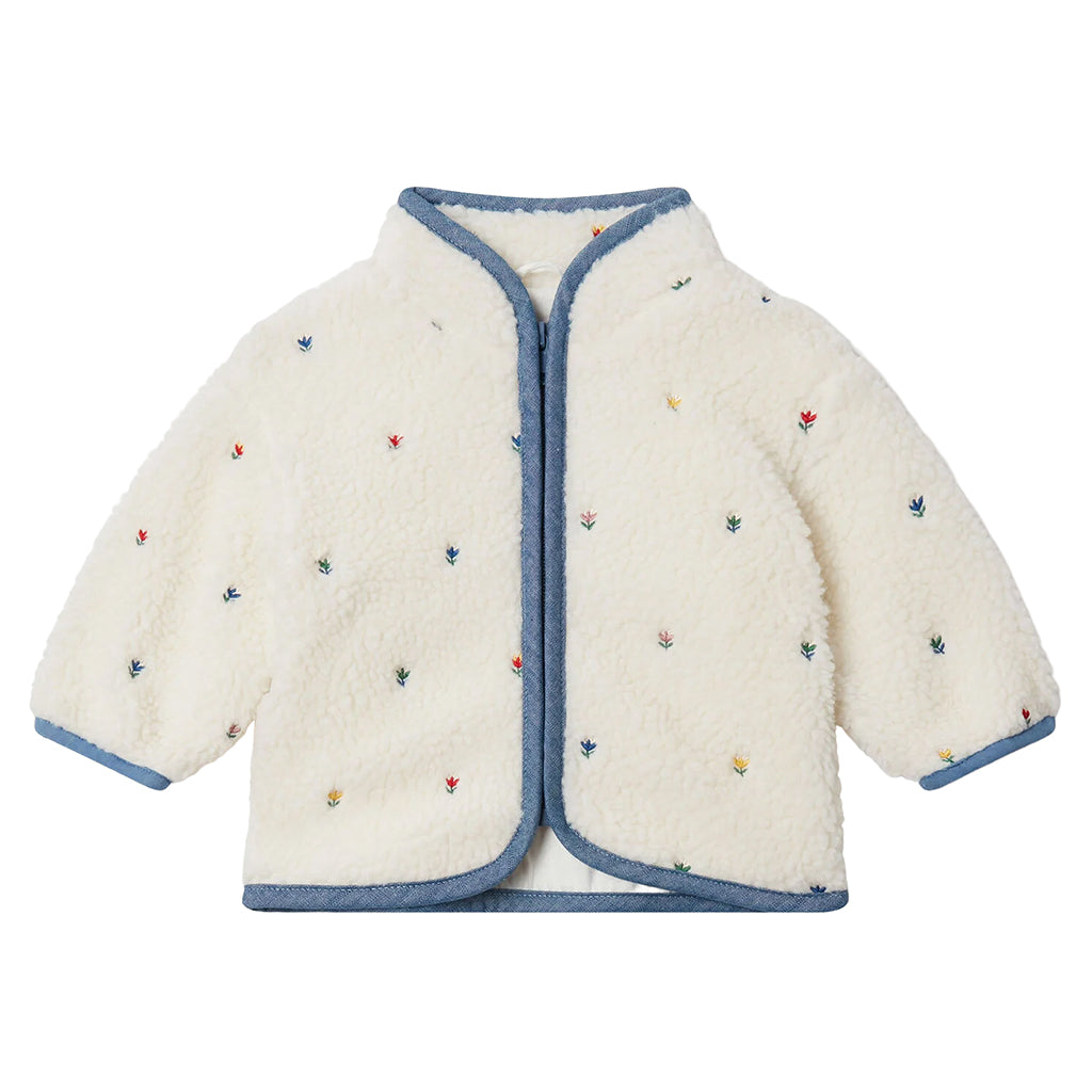 Stella McCartney Baby Teddy Jacket With Tulip Embroidery White
