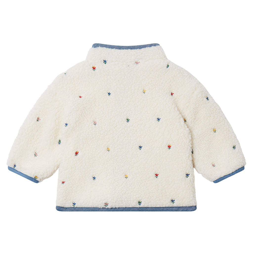 Stella McCartney Baby Teddy Jacket With Tulip Embroidery White