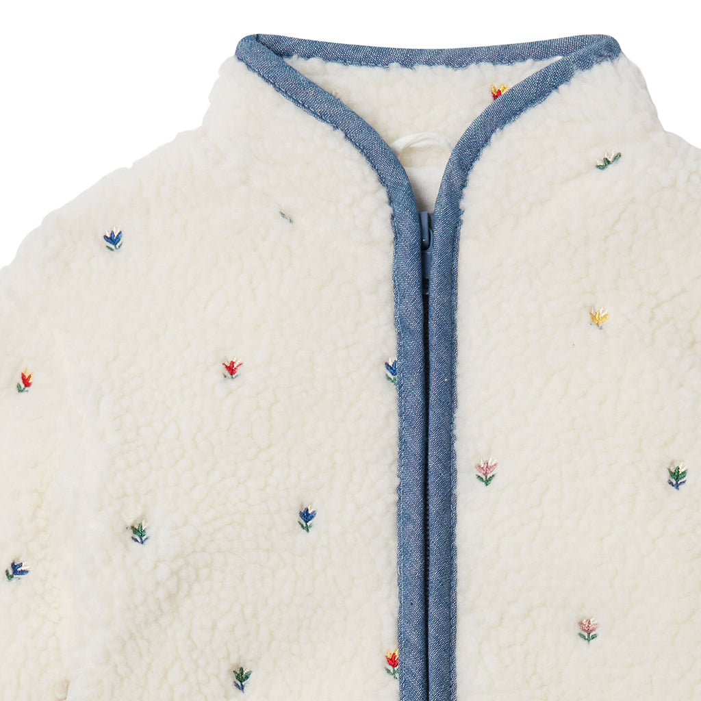 Stella McCartney Baby Teddy Jacket With Tulip Embroidery White