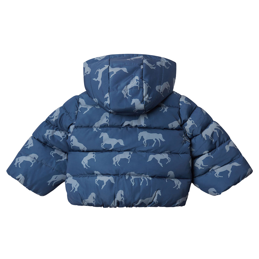 Stella McCartney Baby Puffer Jacket Horse Print Navy Blue