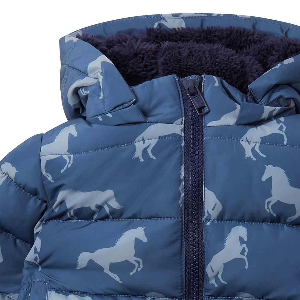 Stella McCartney Baby Puffer Jacket Horse Print Navy Blue