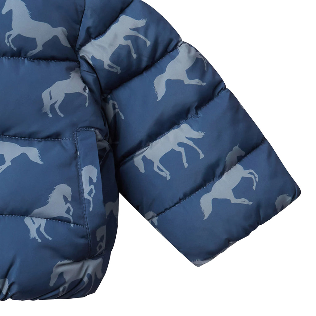 Stella McCartney Baby Puffer Jacket Horse Print Navy Blue