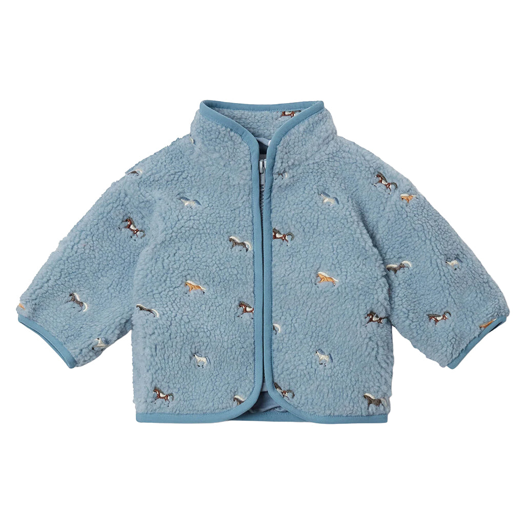 Stella McCartney Baby Teddy Jacket With Horse Embroidery Blue