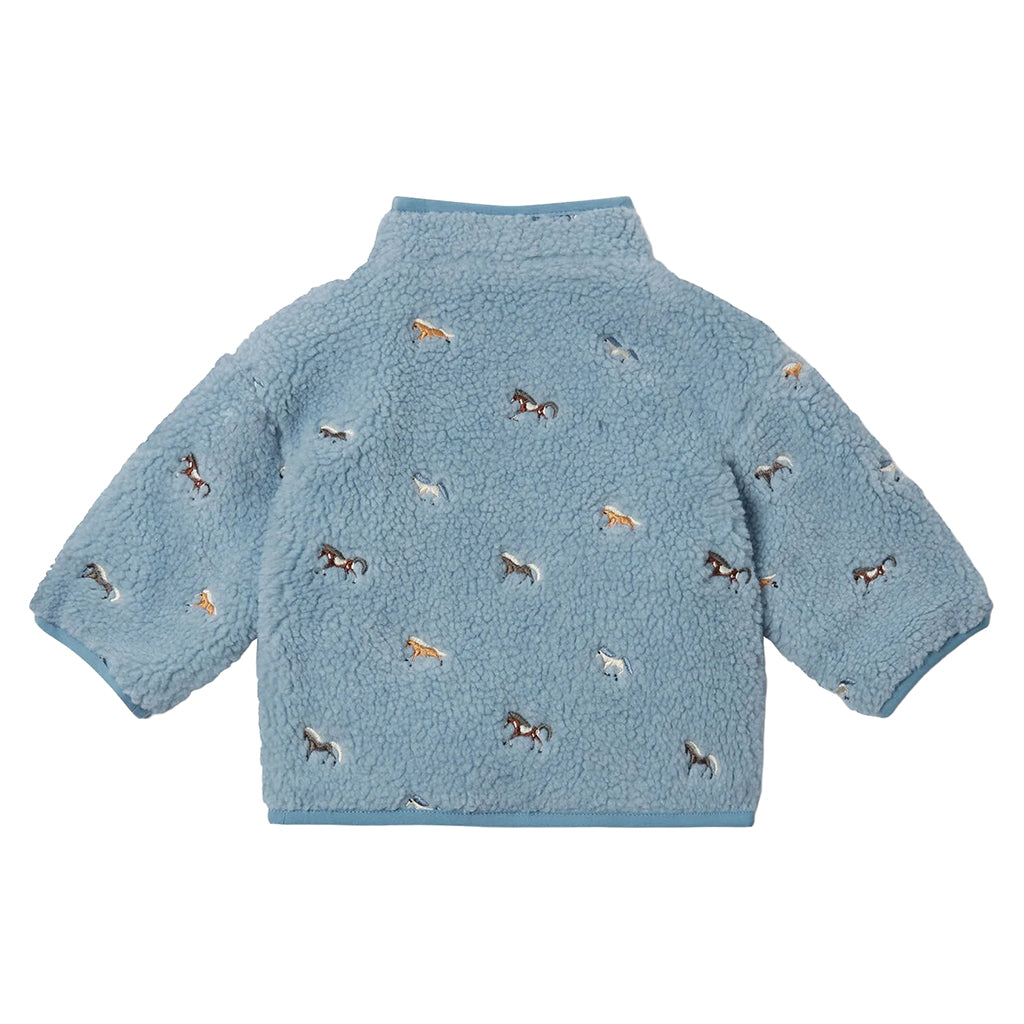 Stella McCartney Baby Teddy Jacket With Horse Embroidery Blue