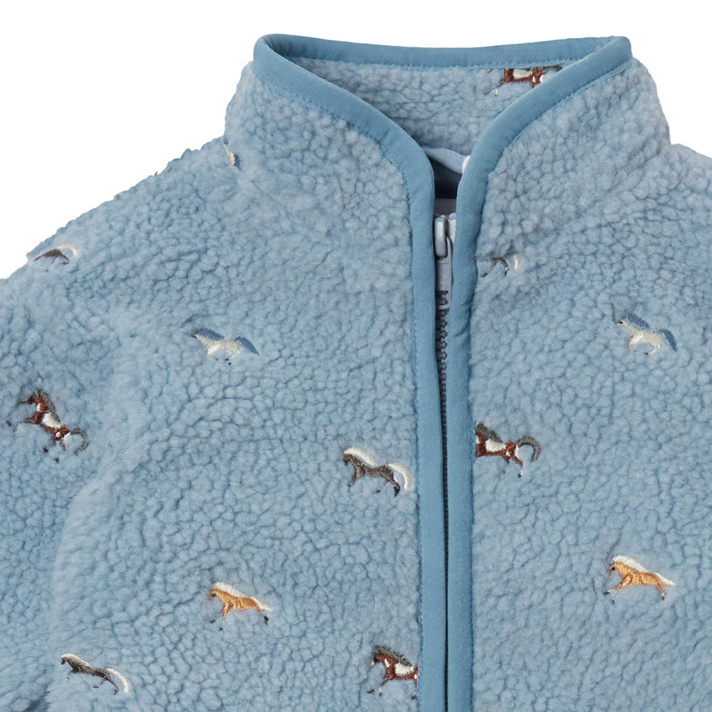 Stella McCartney Baby Teddy Jacket With Horse Embroidery Blue