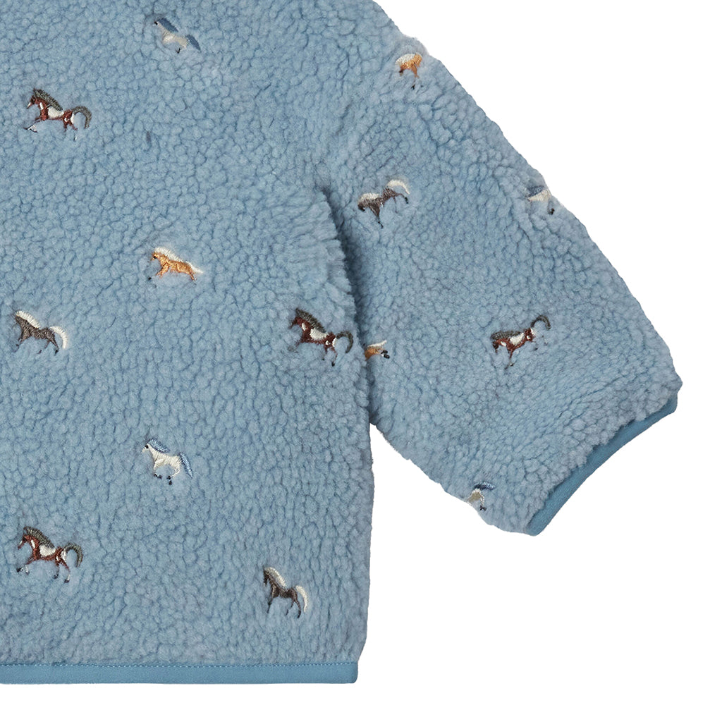 Stella McCartney Baby Teddy Jacket With Horse Embroidery Blue