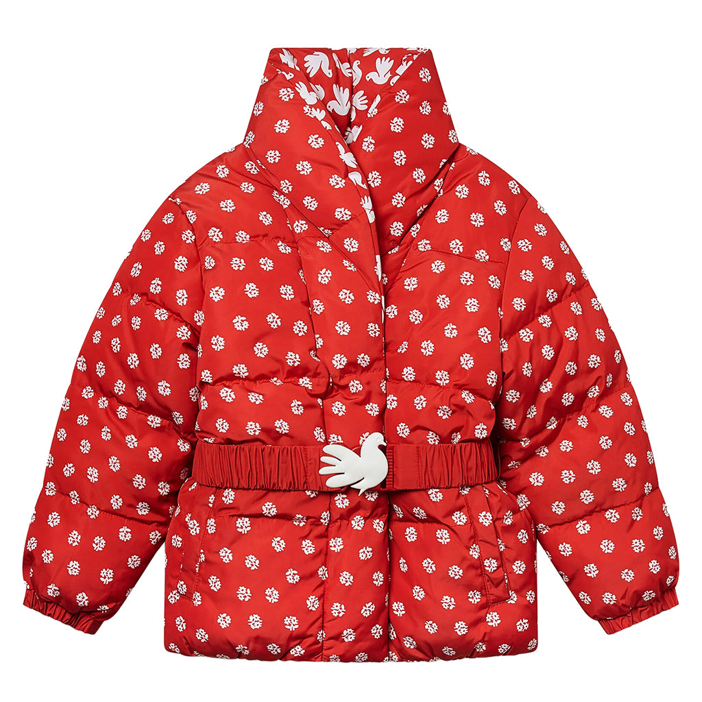Stella McCartney Child Reversible Puffer Jacket Ditsy Flower Print Red
