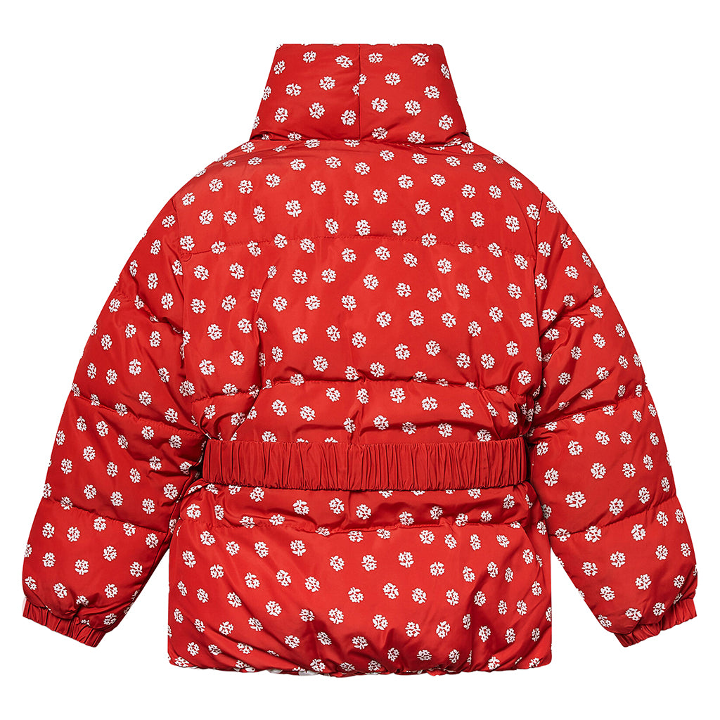 Stella McCartney Child Reversible Puffer Jacket Ditsy Flower Print Red