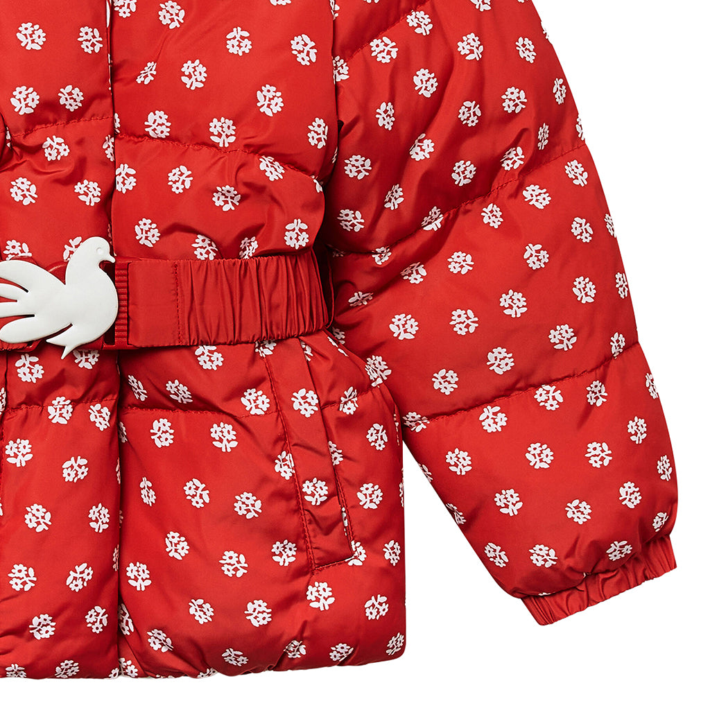 Stella McCartney Child Reversible Puffer Jacket Ditsy Flower Print Red