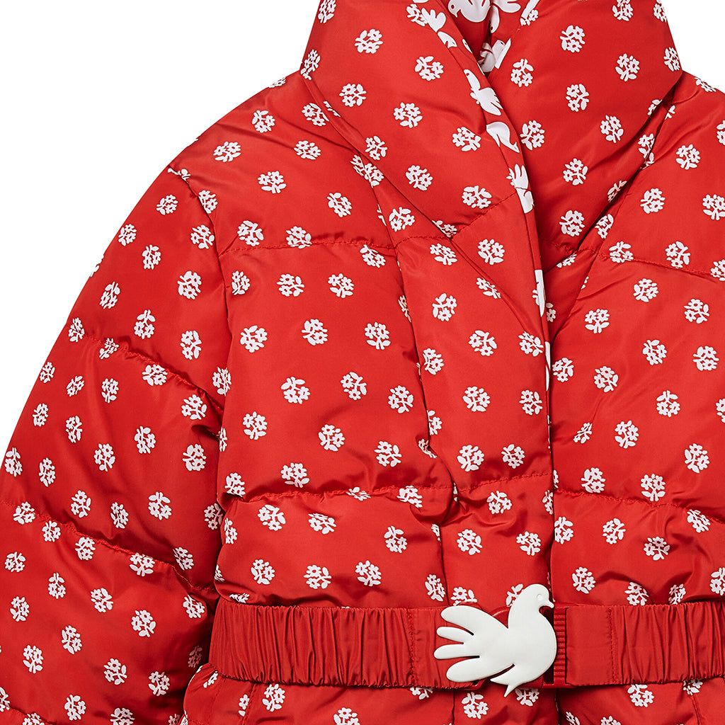 Stella McCartney Child Reversible Puffer Jacket Ditsy Flower Print Red
