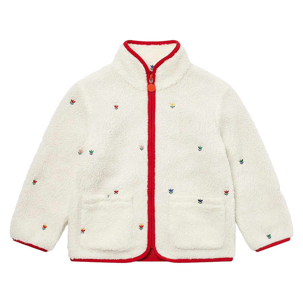 Stella McCartney Child Teddy Jacket With Tulip Embroidery White