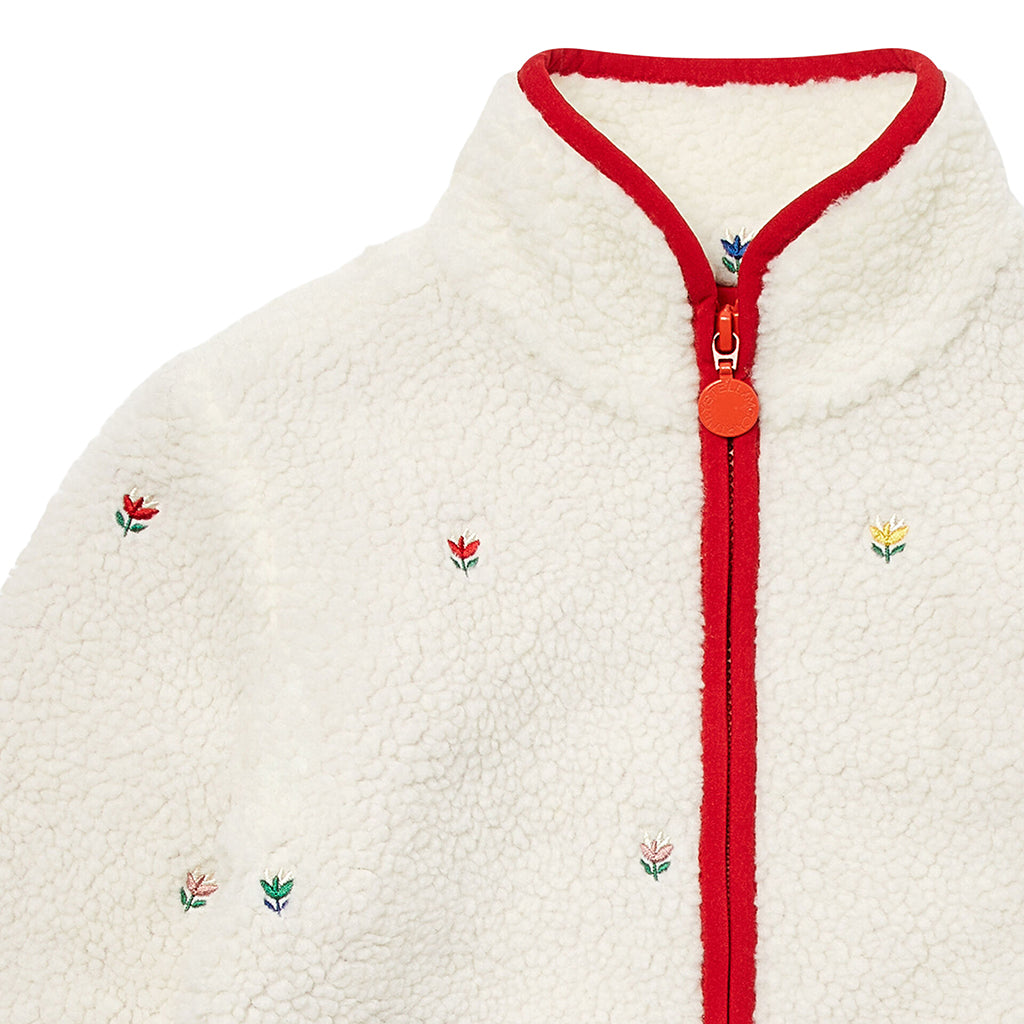 Stella McCartney Child Teddy Jacket With Tulip Embroidery White