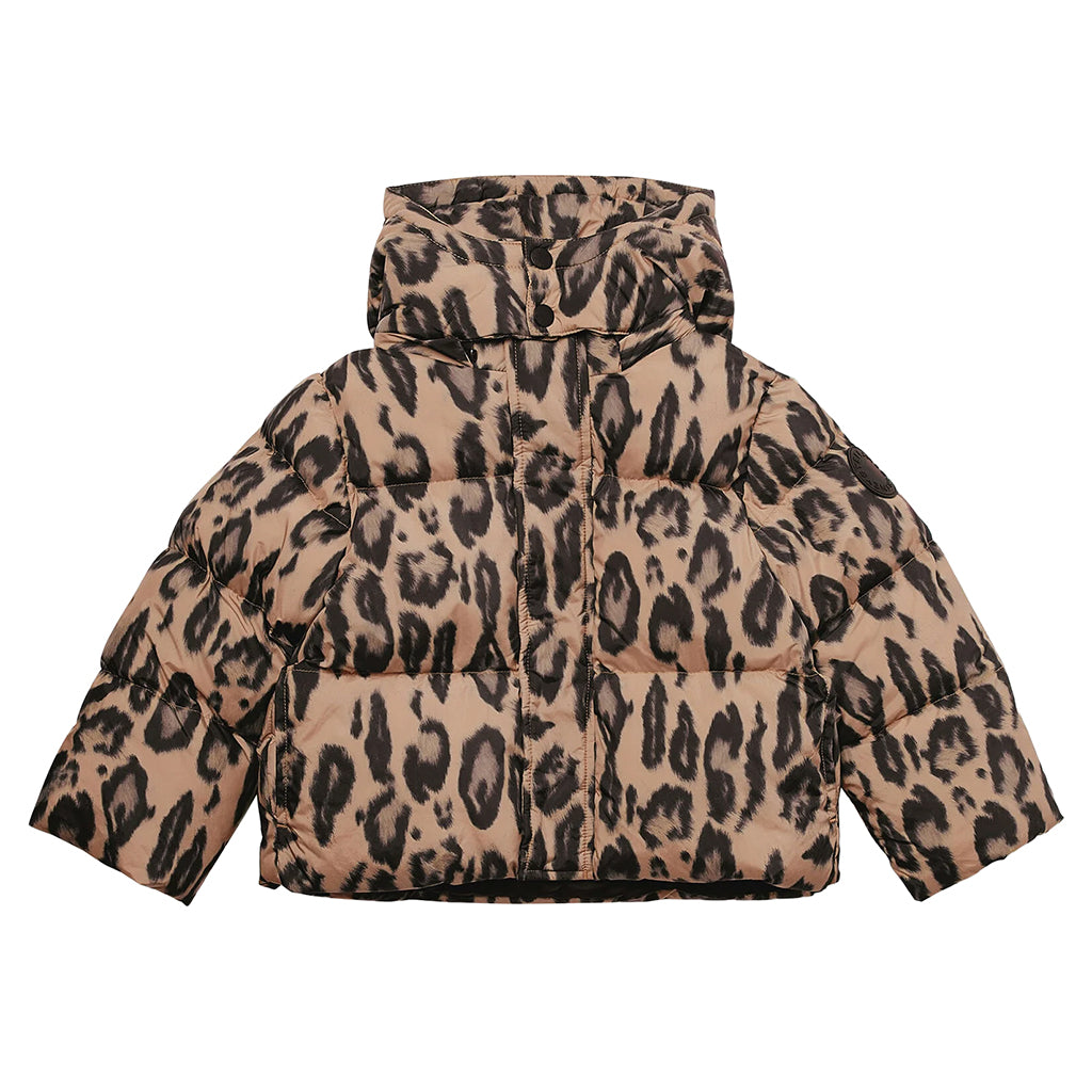 Stella McCartney Child Puffer Jacket Cheetah Print Brown