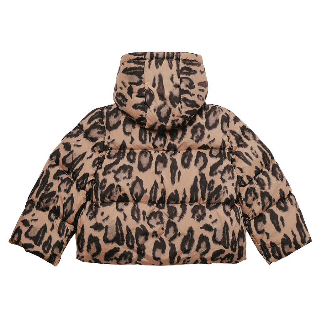Stella McCartney Child Puffer Jacket Cheetah Print Brown