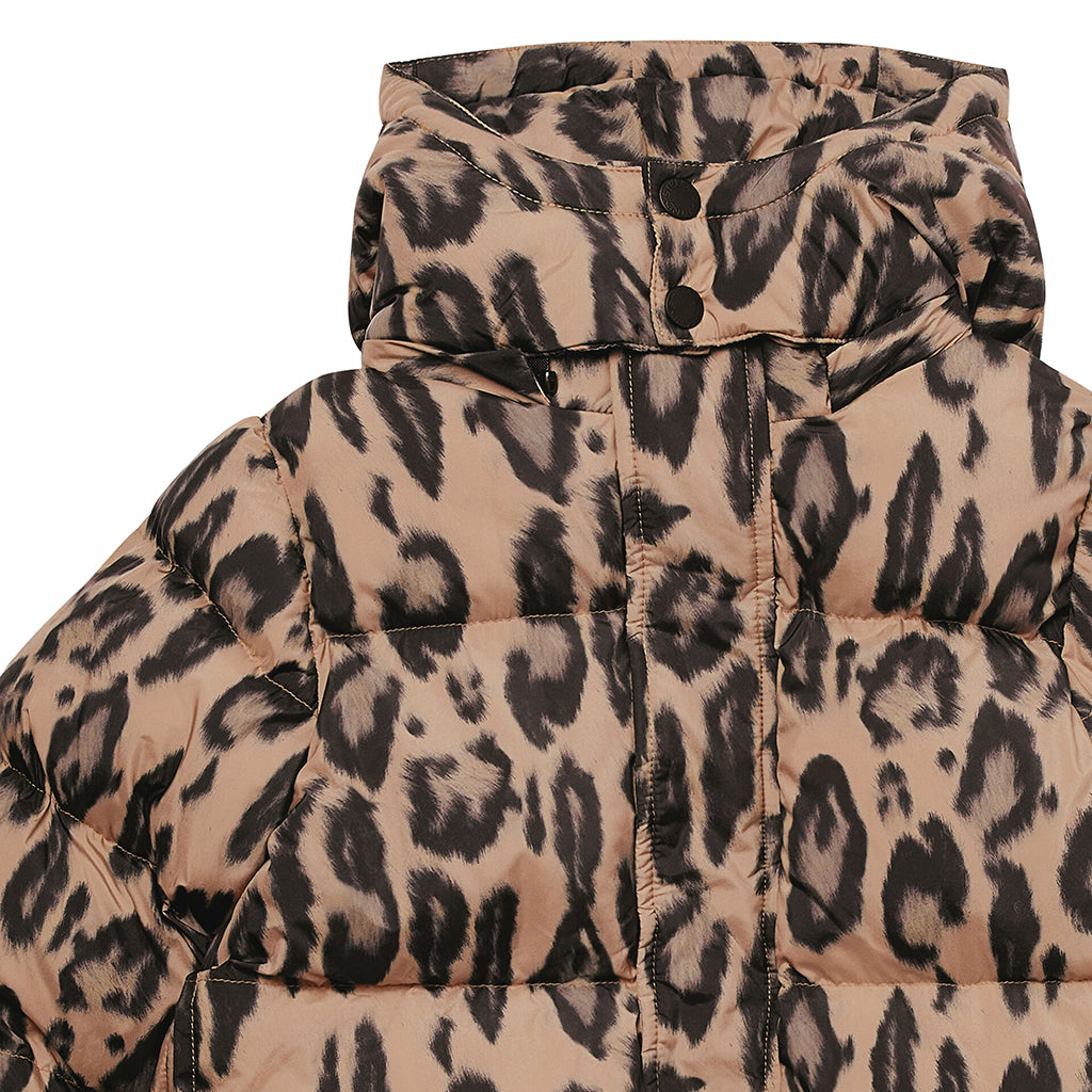 Stella McCartney Child Puffer Jacket Cheetah Print Brown