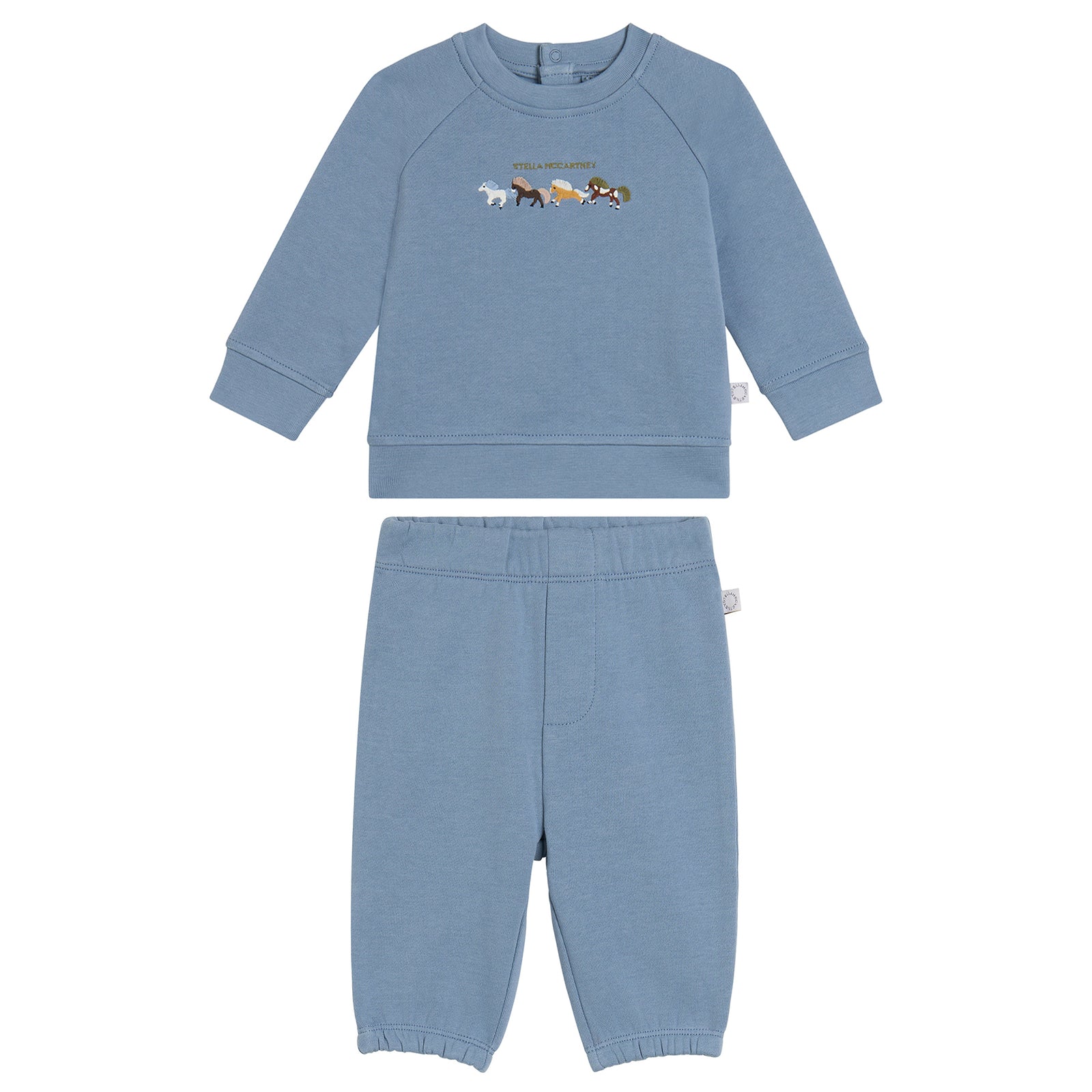 Stella McCartney Baby Tracksuit With Horse Embroidery Blue