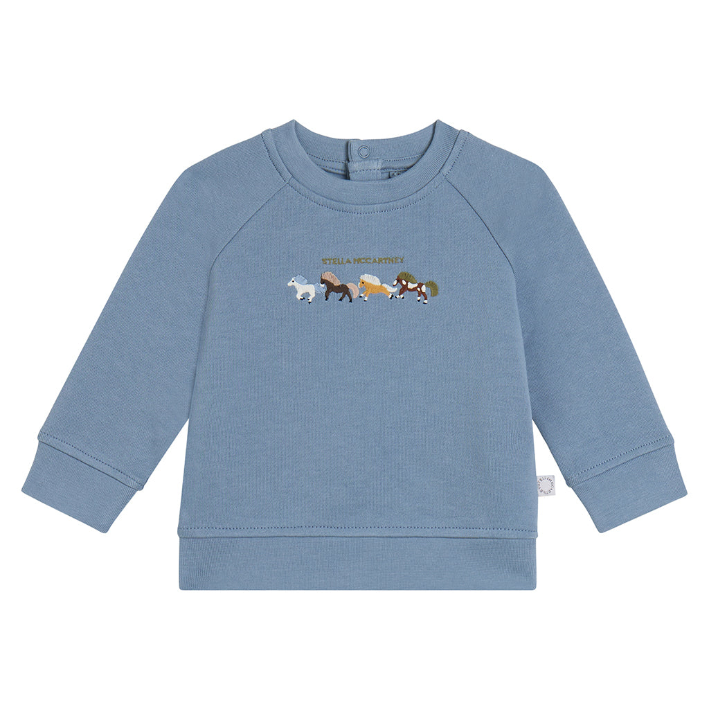 Stella McCartney Baby Tracksuit With Horse Embroidery Blue