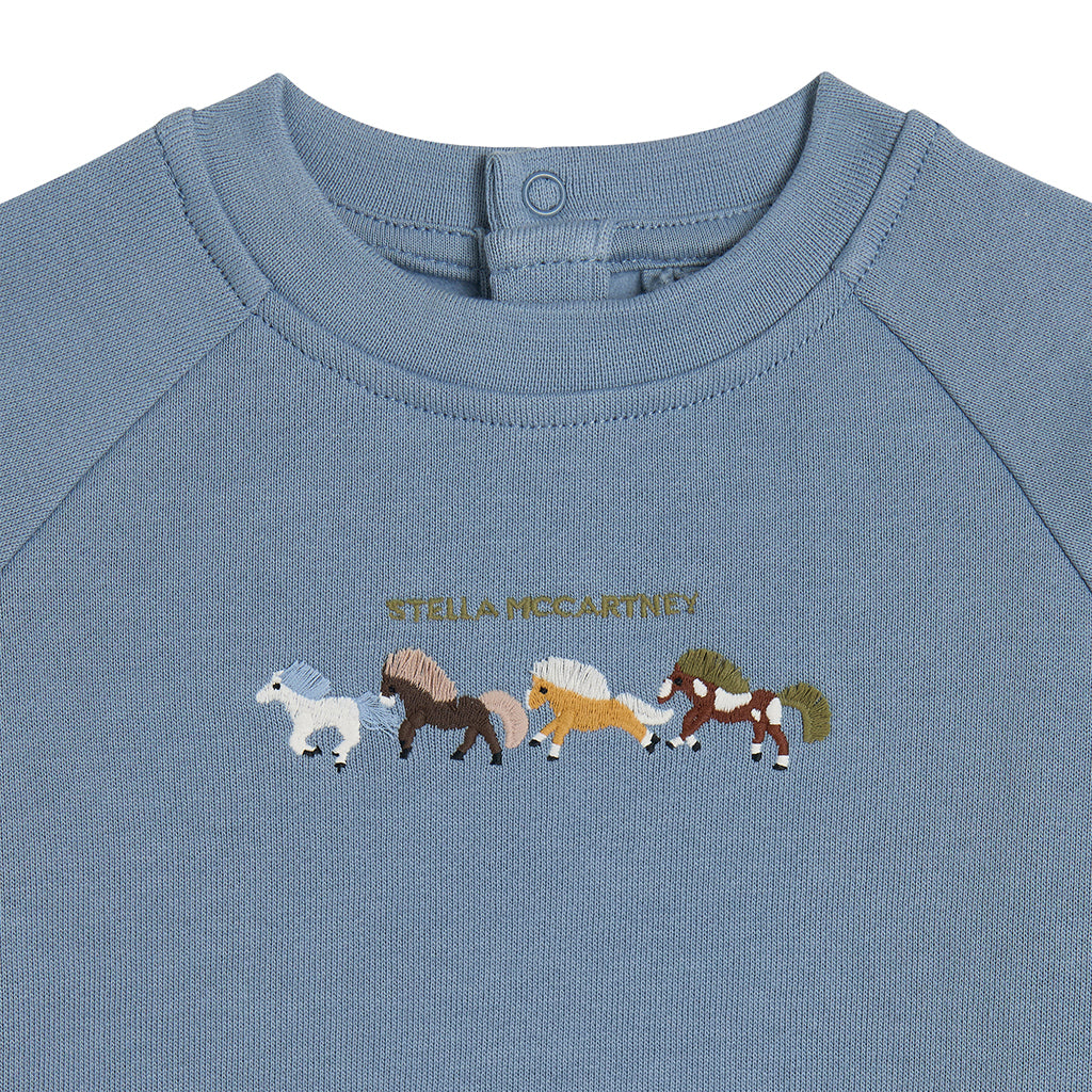Stella McCartney Baby Tracksuit With Horse Embroidery Blue