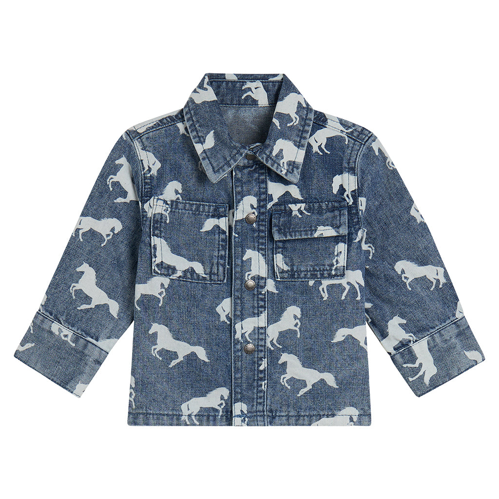 Stella McCartney Baby Shirt Horse Print Denim Blue