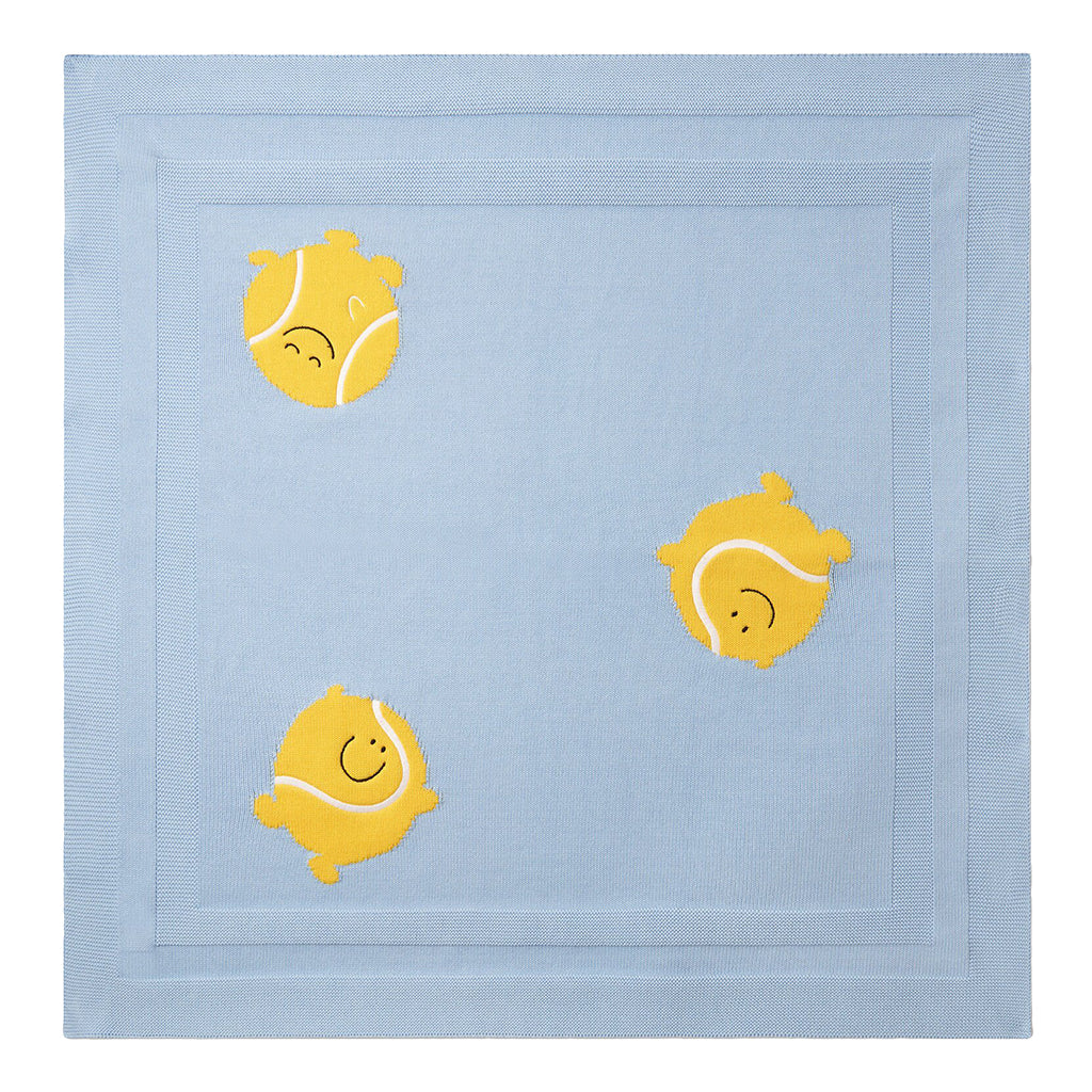 Stella McCartney Baby Knit Blanket With Tennis Balls Blue