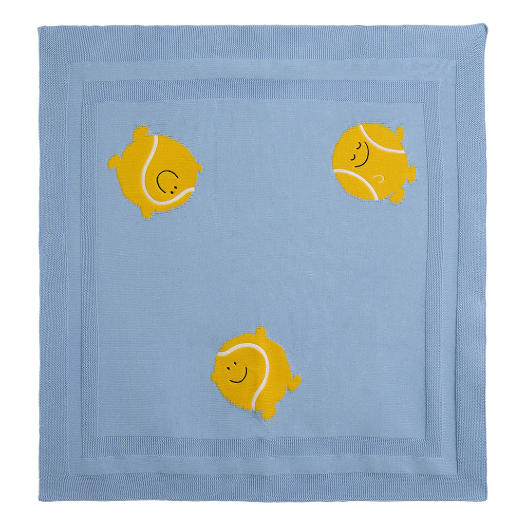Stella McCartney Baby Knit Blanket With Tennis Balls Blue