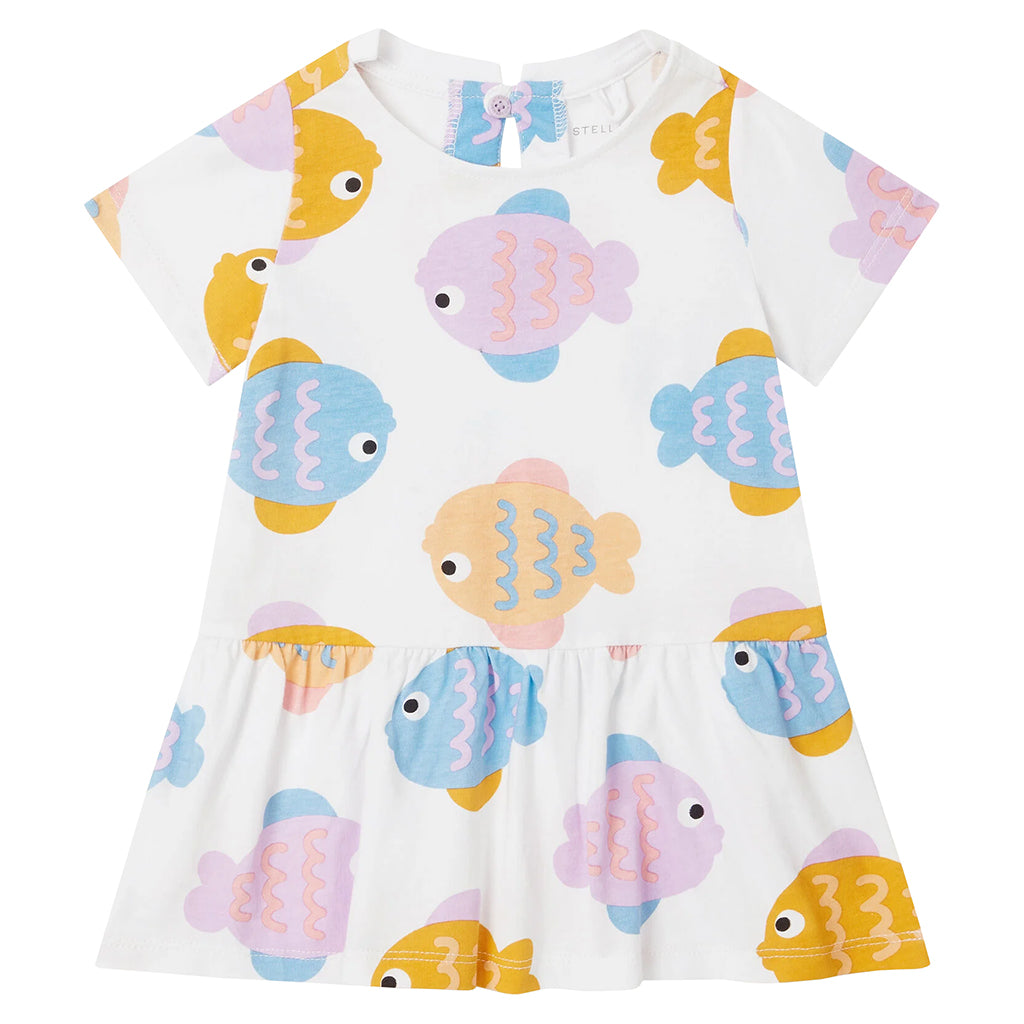 Stella McCartney Baby Jersey Dress Fish Print White