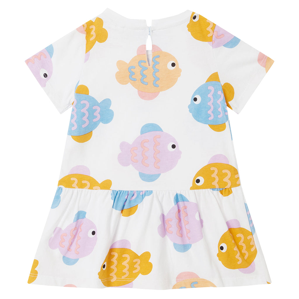 Stella McCartney Baby Jersey Dress Fish Print White