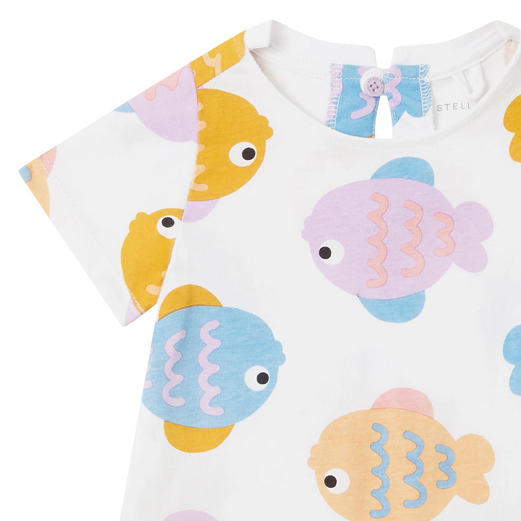 Stella McCartney Baby Jersey Dress Fish Print White