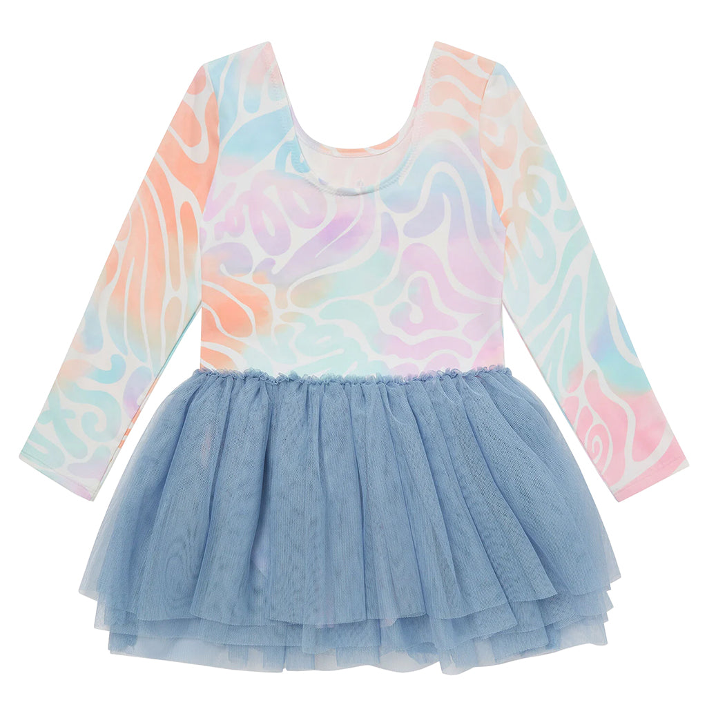 Stella McCartney Child Leotard Dress Tie Dye Wave Print Multicolour
