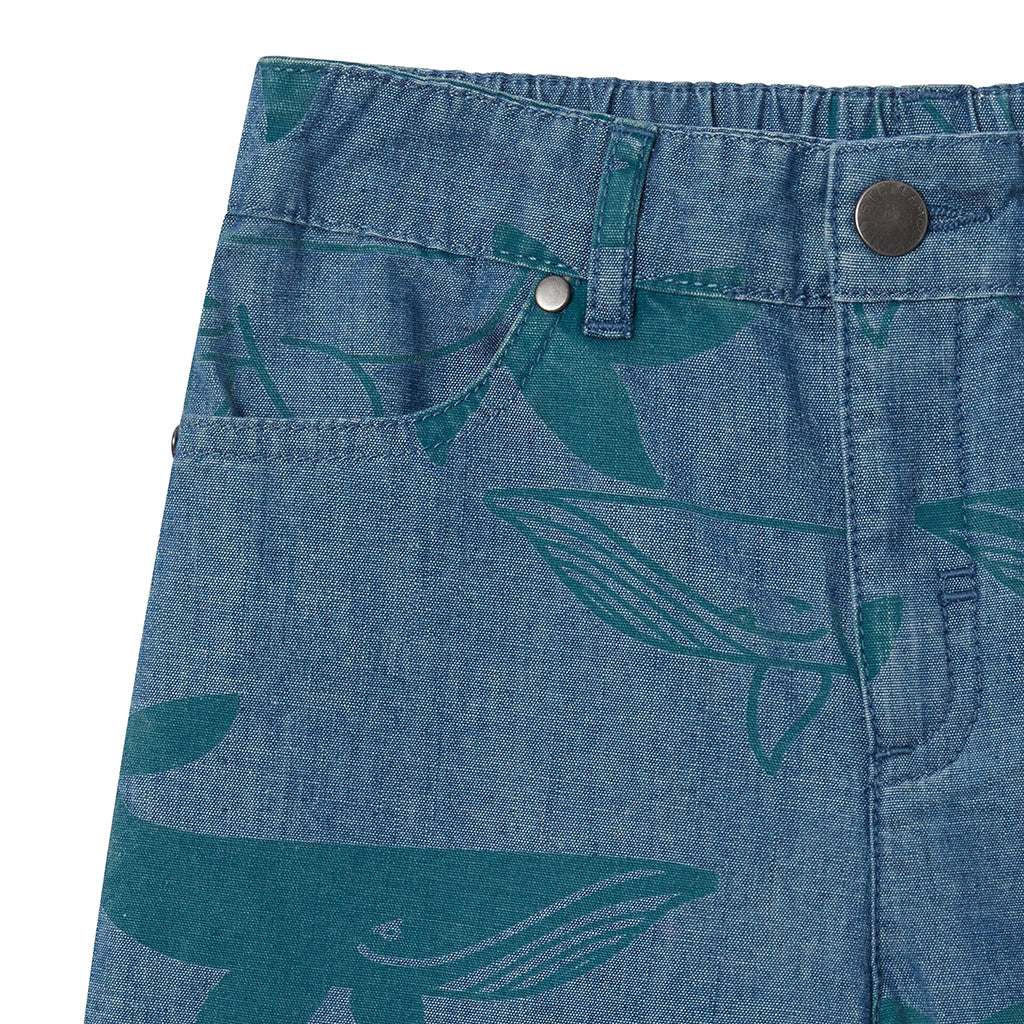 Stella McCartney Child Shorts Whale Print Denim Blue