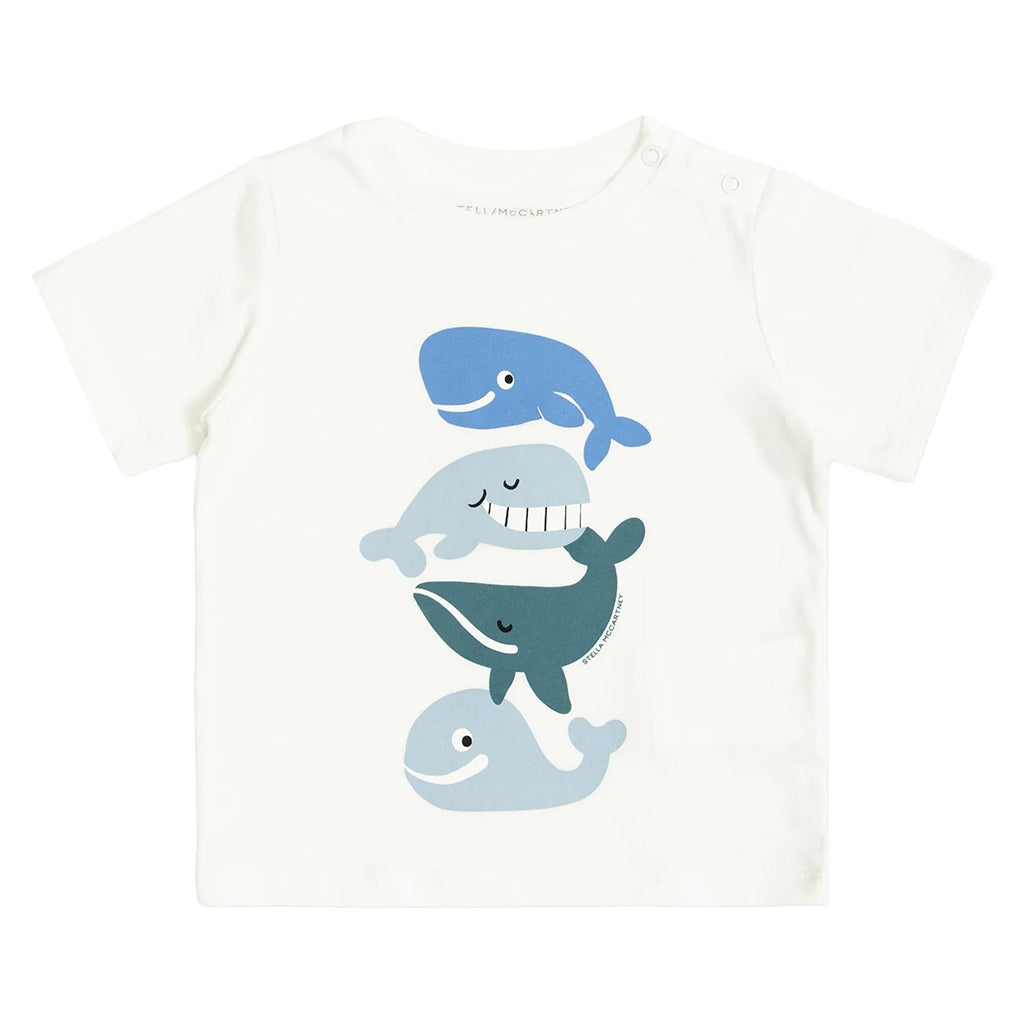 Stella McCartney Baby T-Shirt With Whales Print White