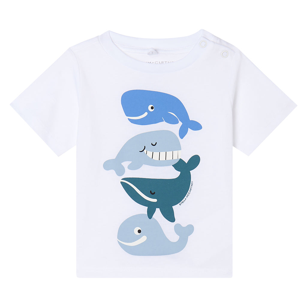 Stella McCartney Baby T-Shirt With Whales Print White