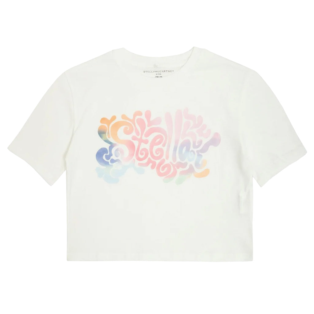Stella McCartney Child T-shirt With Tie Dye Logo Print White