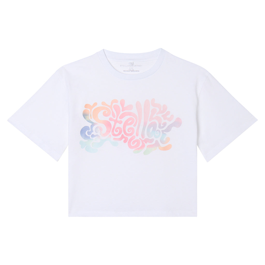 Stella McCartney Child T-shirt With Tie Dye Logo Print White