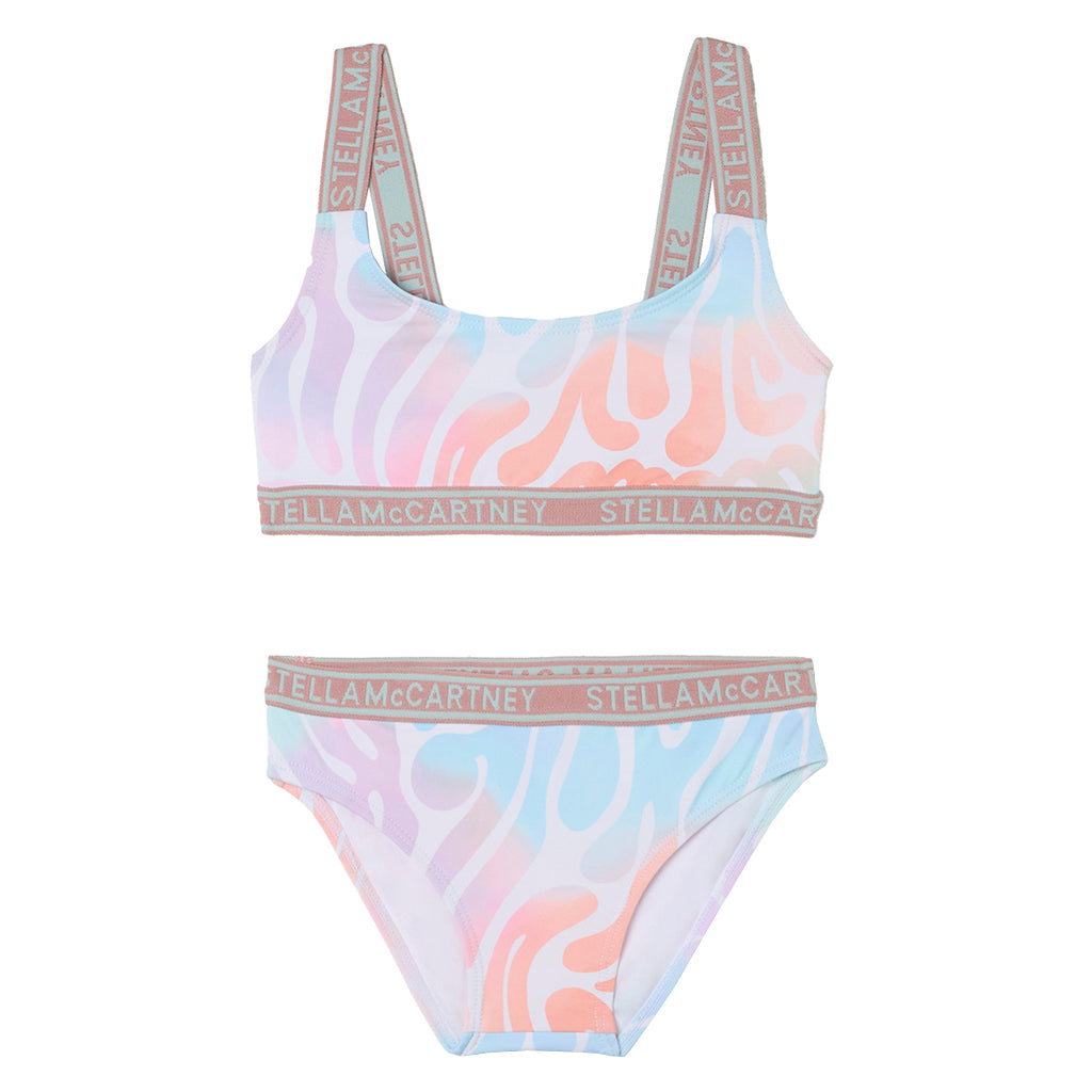 Stella McCartney Child Two Piece Swimsuit Tie Dye Wave Print Multicolour