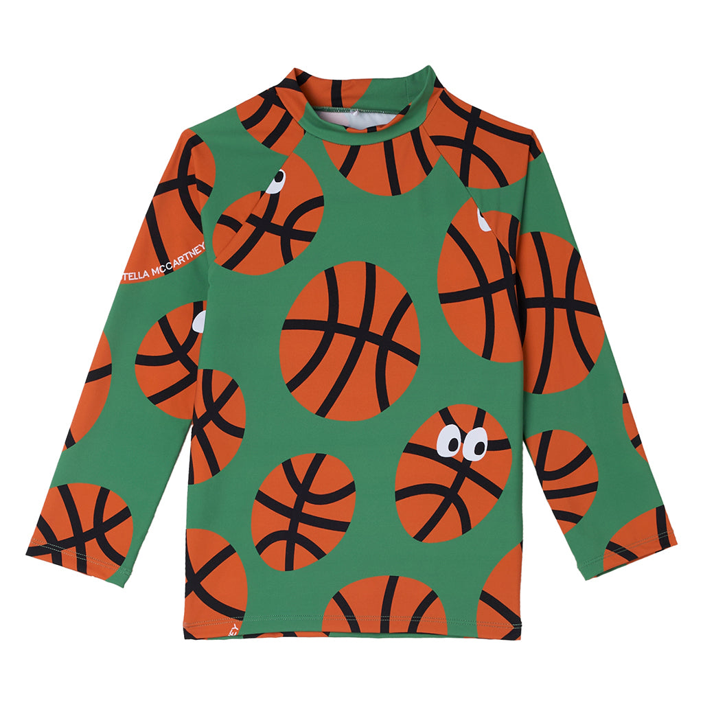 Stella McCartney Child Swim Shirt Basketball Print Green