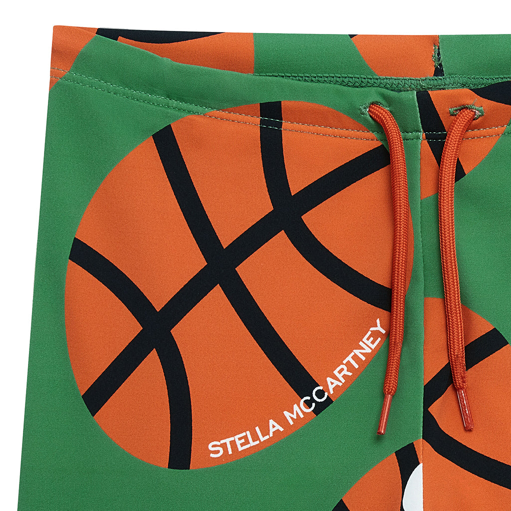 Stella McCartney Child Swim Shorts Basketball Print Green