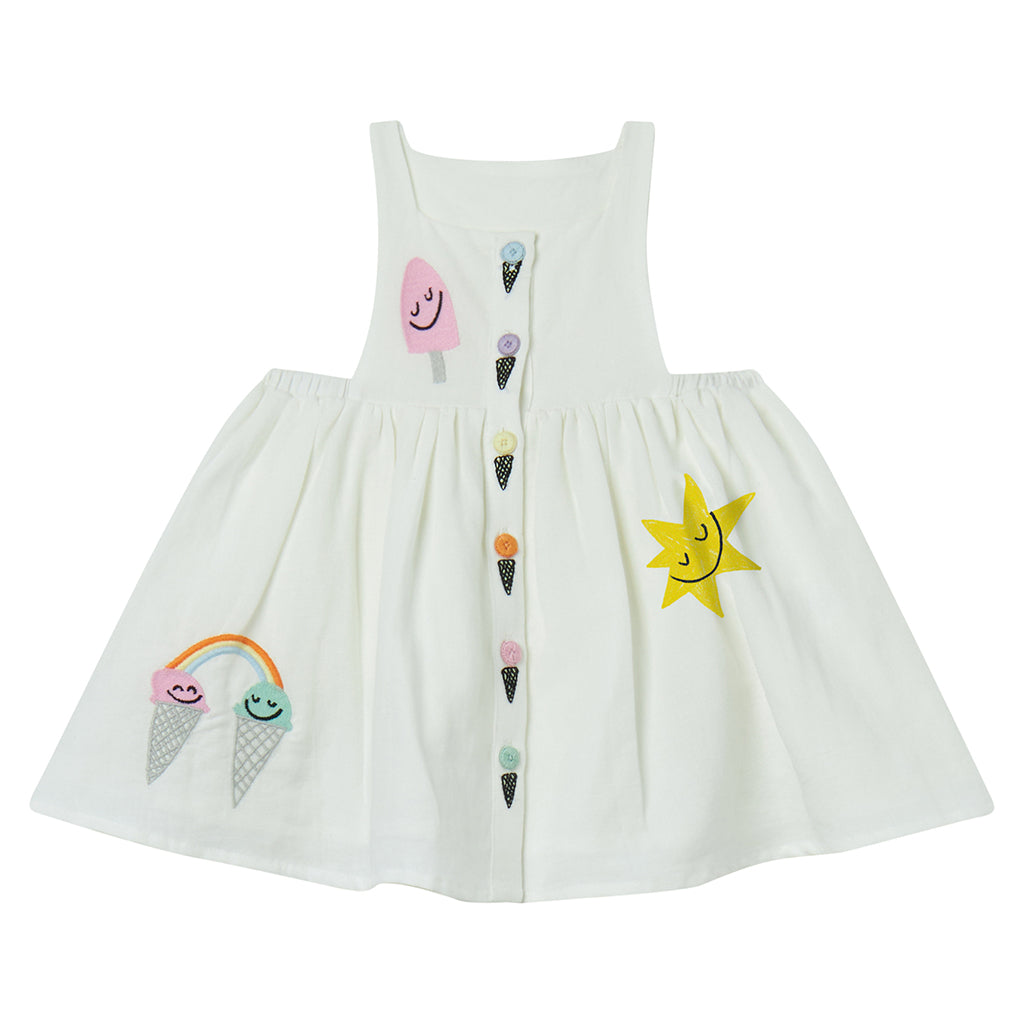 Stella McCartney Baby Dress With Ice Cream Buttons White