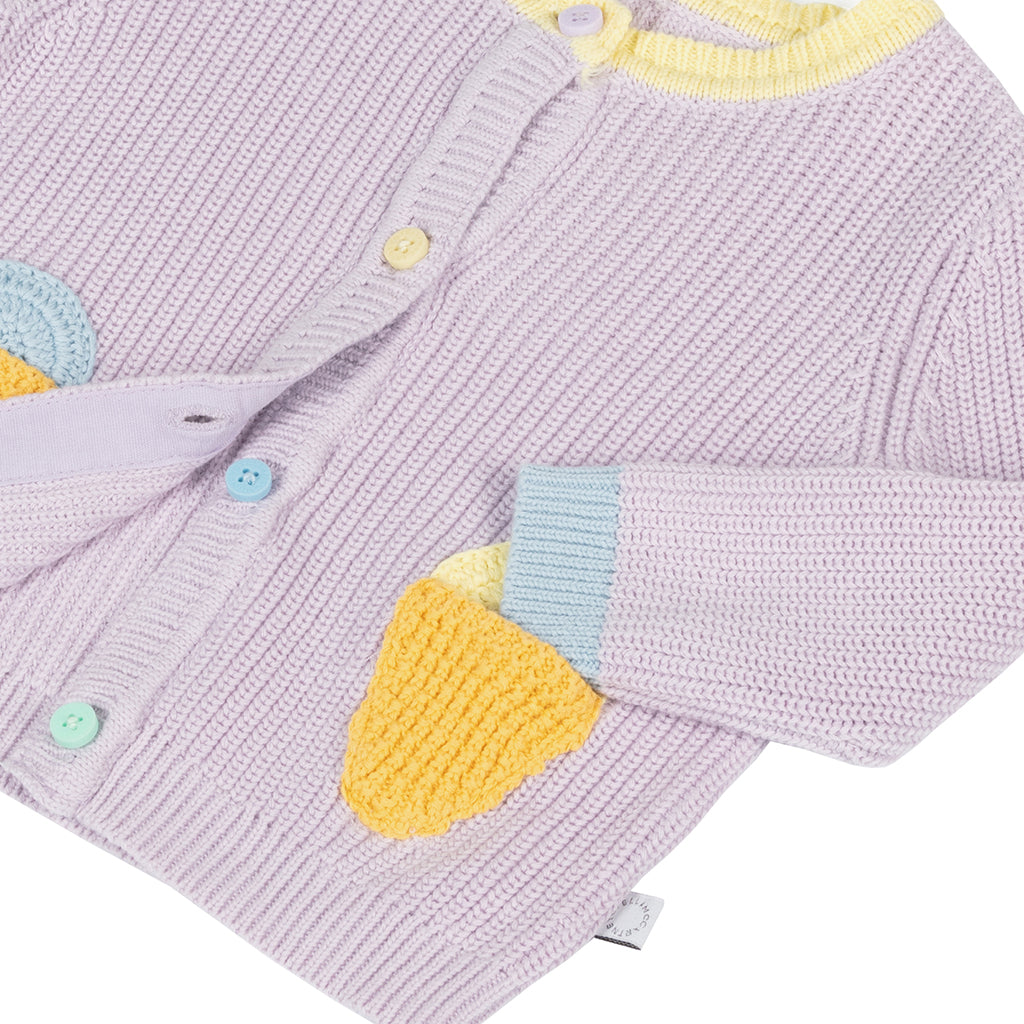 Stella McCartney Baby Cardigan Purple With Ice Cream Crochet