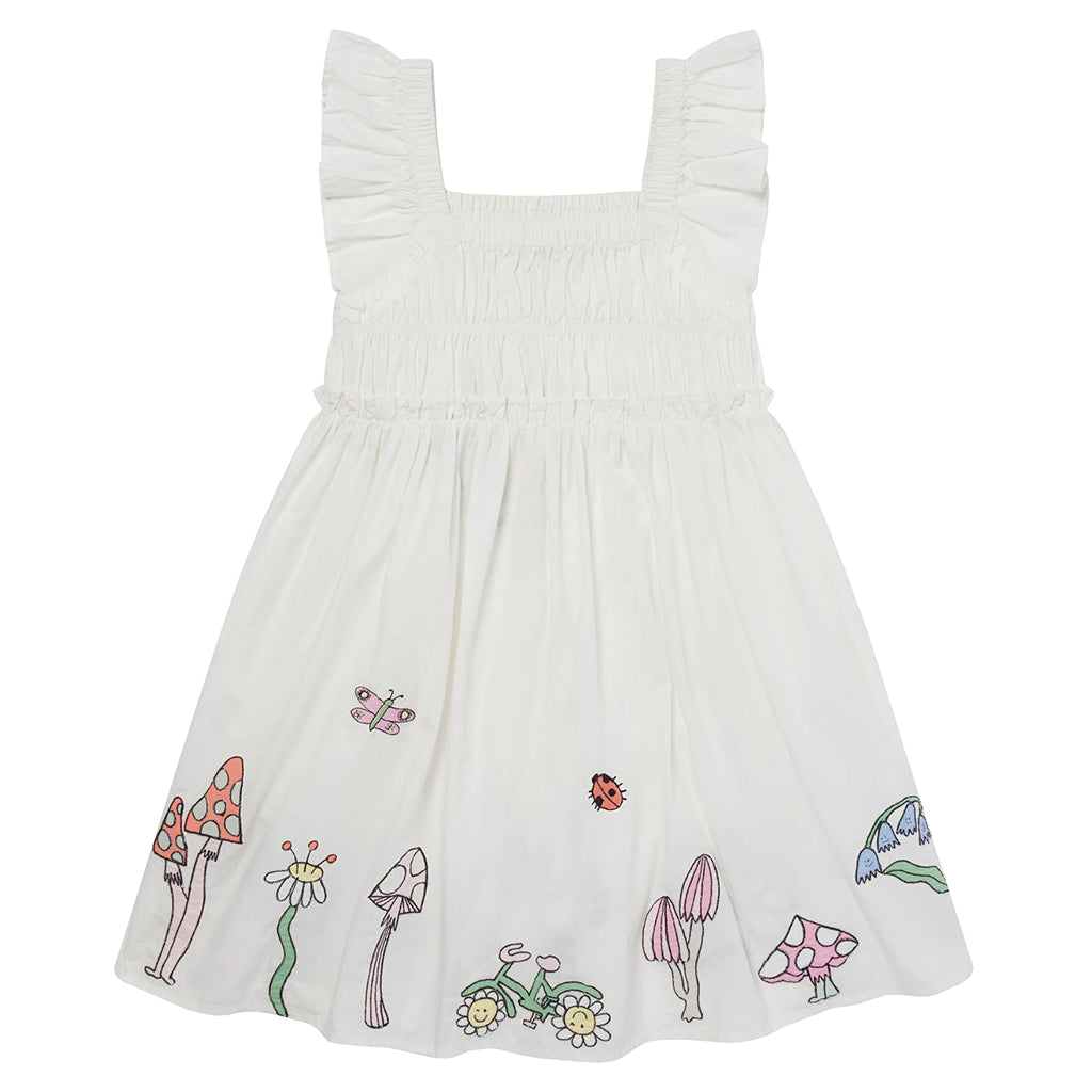 Stella McCartney Child Dress White With Fairyland Embroidery