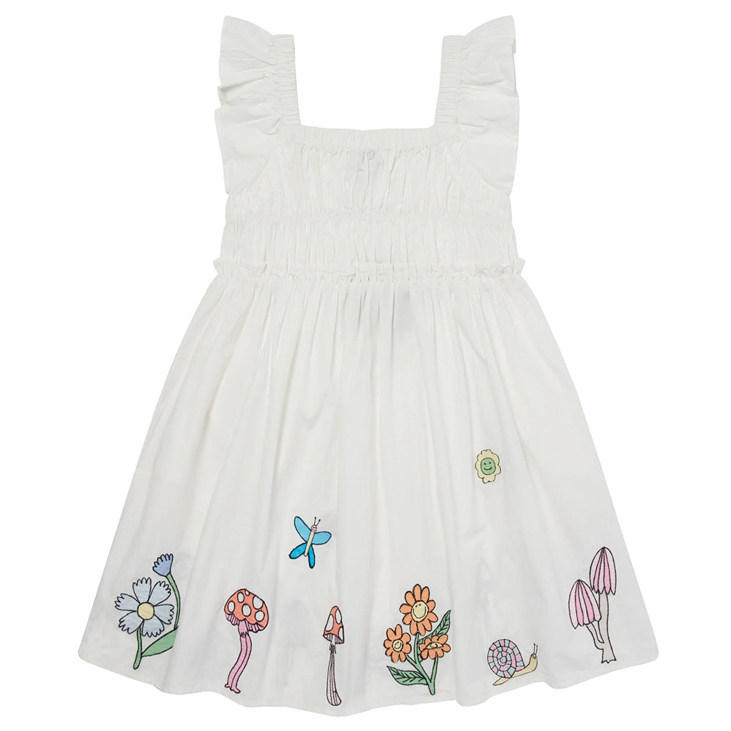Stella McCartney Child Dress White With Fairyland Embroidery