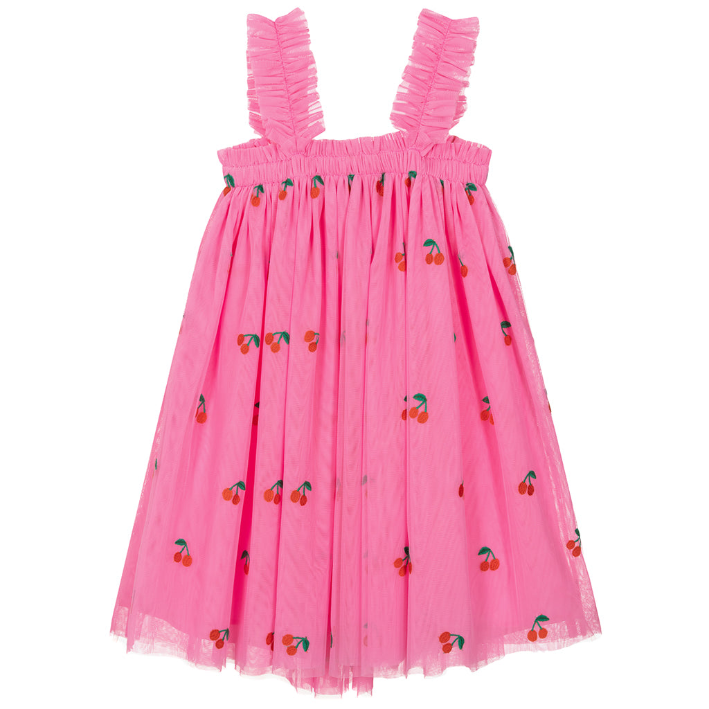 Stella McCartney Child Tulle Dress Pink With Cherries Embroidery