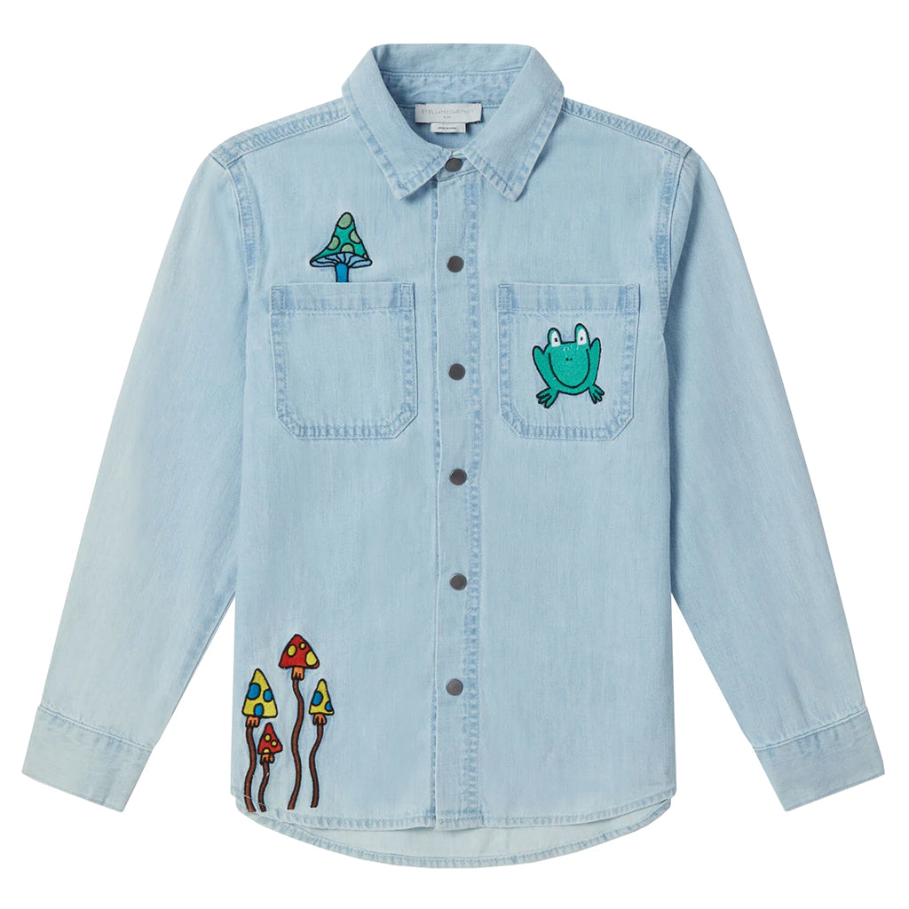 Stella McCartney Child Denim Shirt With Magic Land Embroidery Blue