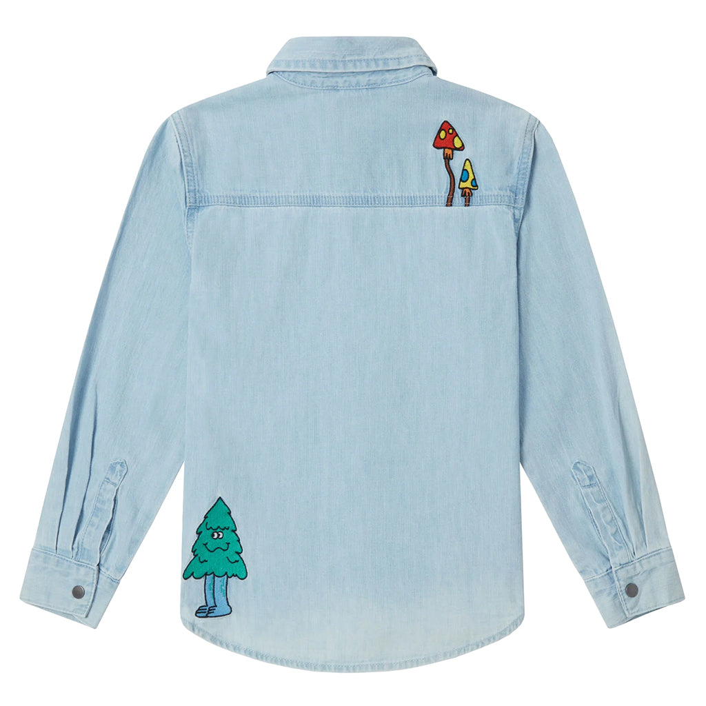 Stella McCartney Child Denim Shirt With Magic Land Embroidery Blue