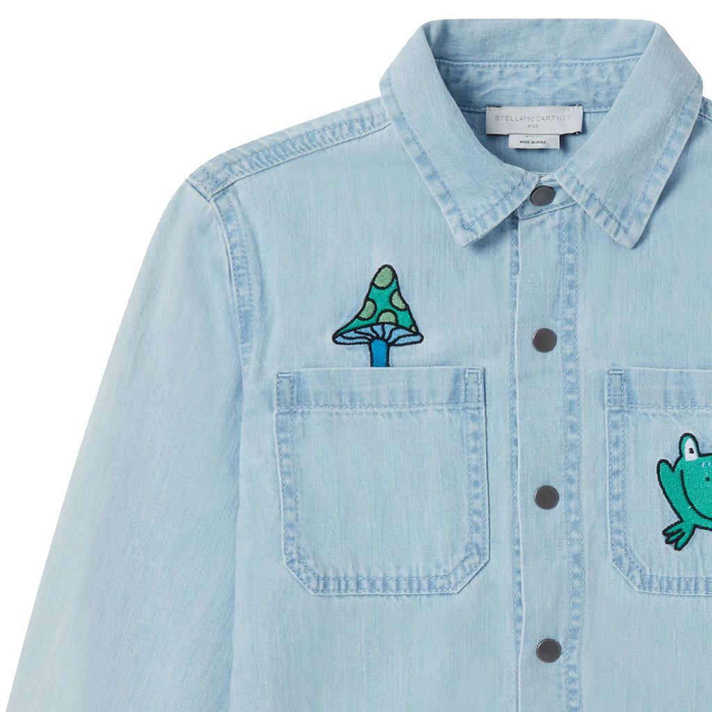 Stella McCartney Child Denim Shirt With Magic Land Embroidery Blue