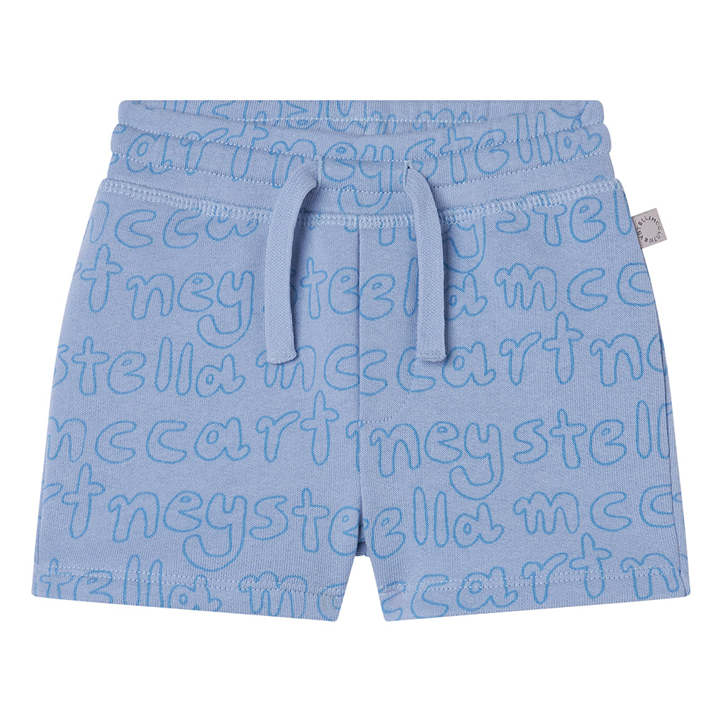 Stella McCartney Baby Shorts With Scribble Lettering Print Blue