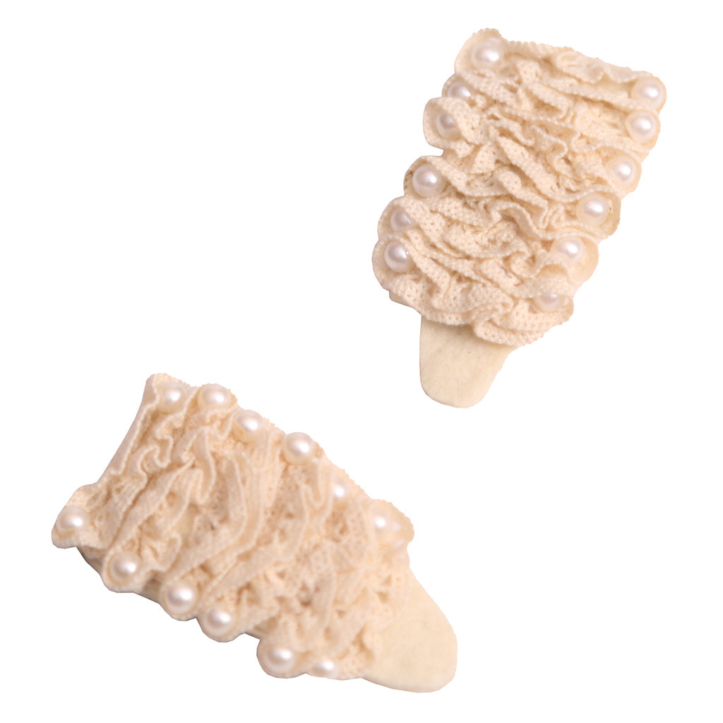 Tia Cibani Kids Child Gael Scrolled Lace Hair Clips Opal Cream