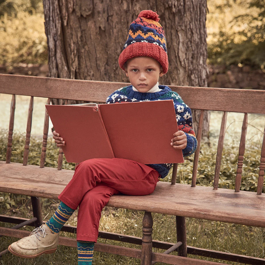 Tia Cibani Kids Child Fair Isle Hat Rouge Red Mix