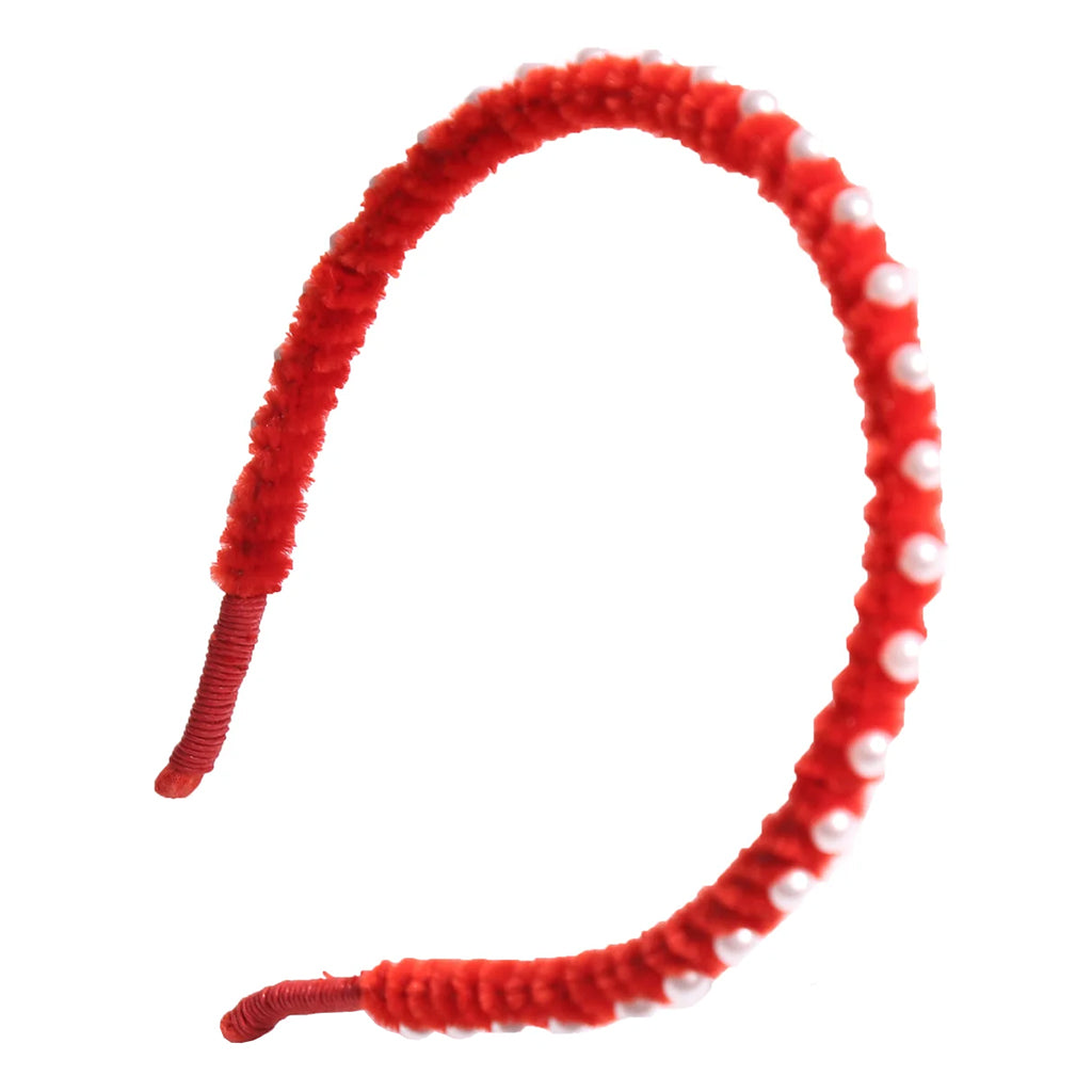 Tia Cibani Kids Child Gwenn Chennille Headband Rouge Red