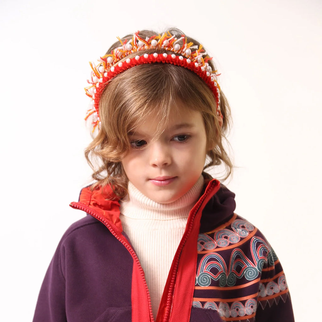 Tia Cibani Kids Child Aela Fringe Headband Rouge Red Mix